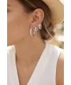 3 lü Set Gümüş Renk Halka Model Küpe