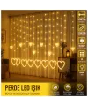 3 Metre 8 Modlu Kalp Perde LED Işık - Sarı (Sıcak Beyaz) Işık Dekoratif Işıklandırma Oda Dekoru