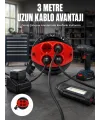 3 Metre Kablolu 4’lü Kırmızı Priz Makara