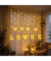 3 Metre Perde Led Işık - 8 Modlu Kalp ve LOVE Figürlü Dekoratif Animasyonlu Led
