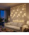3 Metre Perde LED Işık Zinciri - Yıldız ve Ay Figürlü Sarı Işık Uç Uca Eklenebilir