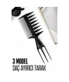 3 Modelli Geniş Dişli Saç Şekillendirme Tarağı - Saç Ayırıcı Tarak Stil ve Wax Tarağı 716458