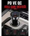 3 Portlu Araç İçi Şarj Adaptörü Çift Pd Type-c Ve Qc3.0 Usb Çıkışlı