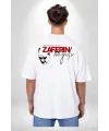 30 Ağustos Zafer Bayramı Ön Arka Baskılı Oversize Bisiklet Yaka T-shirt - Beyaz
