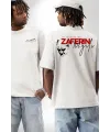 30 Ağustos Zafer Bayramı Ön Arka Baskılı Oversize Bisiklet Yaka T-shirt - Beyaz