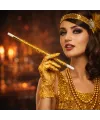 30 cm Altın Gold Payetli Sigara Tutacağı – 1920’ler Gatsby Parti Aksesuarı