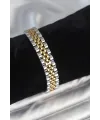 ietaks™ 316L Çelik 12 mm Kalınlıkta Gold ve Gümüş Renkli Erkek Bileklik