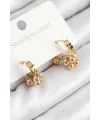 316L Çelik Boncuklu Halka Model Gold Renk Kadın Küpe