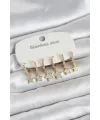 316L Çelik Gold Renk 6lı Set Yıldız Model Kadın Küpe