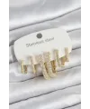 316L Çelik Gold Renk 6lı Set Zirkon Taşlı Kadın Küpe