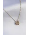 ietaks™ 316L Çelik Gold Renk Açılır Zirkon Taşlı Yonca Model Kadın Kolye