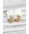 316L Çelik Gold Renk Asimetrik Halka Model Kadın Küpe