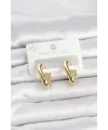 316L Çelik Gold Renk Asimetrik Halka Model Kadın Küpe