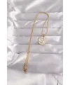 ietaks™ 316L Çelik Gold Renk Beyaz Mineli Karışık Figürlü Tarot Kolye