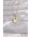 316L Çelik Gold Renk Beyaz Mineli Tarot Kolye