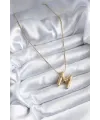 316L Çelik Gold Renk Bubble M Harf Model Kadın Kolye