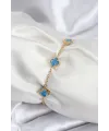 ietaks™ 316L Çelik Gold Renk Buz Mavisi Baby Boy Yonca Kadın Bileklik