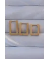 316L Çelik Gold Renk Dikdörtgen Küpe Seti