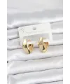 316L Çelik Gold Renk Elmas Model Halka Kadın Küpe