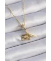 ietaks™ 316L Çelik Gold Renk Kalp Detay Mektup Figür Charm Model Kadın Kolye