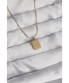316L Çelik Gold Renk Kare Charm Model Kolye