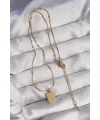 316L Çelik Gold Renk Kare Charm Model Kolye
