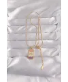 316L Çelik Gold Renk Karışık Mineli Ay Figür Tarot Kolye