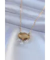 ietaks™ 316L Çelik Gold Renk Lotus Model Zirkon Taşlı Kadın Kolye