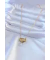 ietaks™ 316L Çelik Gold Renk Lotus Model Zirkon Taşlı Kadın Kolye