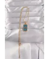 316L Çelik Gold Renk Mavi Mineli El Figür Tarot Kolye TJ-BKO9040