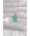 316L Çelik Gold Renk Mavi Mineli Tarot Kolye