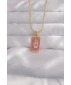 316L Çelik Gold Renk Mor Mineli El Figür Tarot Kolye TJ-BKO9034