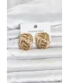 316L Çelik Gold Renk Motif Desen Model Kadın Küpe