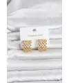 316L Çelik Gold Renk Motif Desenli Halka Kadın Küpe
