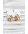 316L Çelik Gold Renk Motifli Damla Kadın Küpe