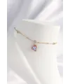 ietaks™ 316L Çelik Gold Renk Renkli Zirkon Taşlı Kalp Halhal