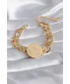 ietaks™ 316L Çelik Gold Renk Reşat Altın Model Samanyolu Kadın Bileklik