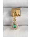 ietaks™ 316L Çelik Gold Renk Sallantı Damla Yeşil Zirkon Taşlı Nomination Charm