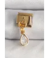 ietaks™ 316L Çelik Gold Renk Sallantı Damla Zirkon Taşlı Nomination Charm