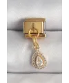 ietaks™ 316L Çelik Gold Renk Sallantı Damla Zirkon Taşlı Nomination Charm