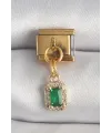 ietaks™ 316L Çelik Gold Renk Sallantı Kare Yeşil Zirkon Taşlı Nomination Charm