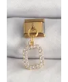 ietaks™ 316L Çelik Gold Renk Sallantı Kare Zirkon Taşlı Nomination Charm