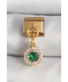 ietaks™ 316L Çelik Gold Renk Sallantı Yeşil Zirkon Taşlı Nomination Charm