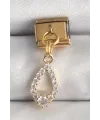 ietaks™ 316L Çelik Gold Renk Sallantı Zirkon Taşlı Damla Model Nomination Charm