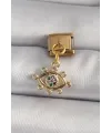 ietaks™ 316L Çelik Gold Renk Sallantı Zirkon Taşlı Göz Model Nomination Charm