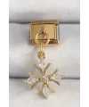 ietaks™ 316L Çelik Gold Renk Sallantı Zirkon Taşlı Kar Tanesi Model Nomination Charm