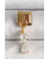 ietaks™ 316L Çelik Gold Renk Sallantı Zirkon Taşlı Kurdele Model Nomination Charm