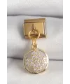 ietaks™ 316L Çelik Gold Renk Sallantı Zirkon Taşlı Yonca Model Nomination Charm