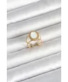 316L Çelik Gold Renk Sedefli Vintage Kadın Yüzük
