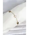 316L Çelik Gold Renk Siyah Beyaz Baby Yonca Model Kadın Bileklik